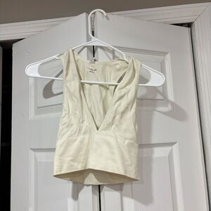 Urban outfitters Cream Ribbed Crop Top